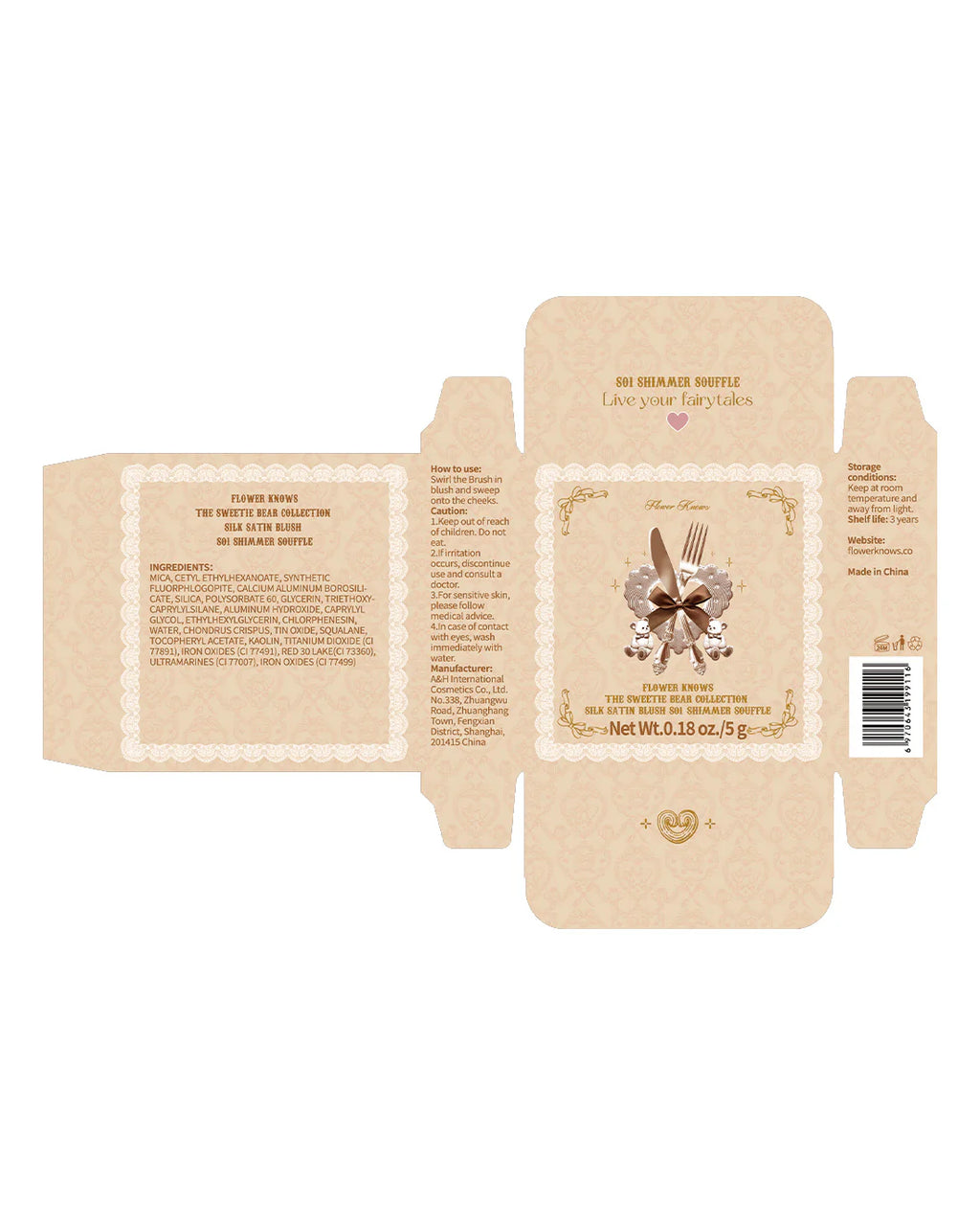 The Sweetie Bear Silk Satin Blush